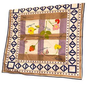 Wamsutta Vintage cotton Designer signed Floral print handkerchief scarf …
